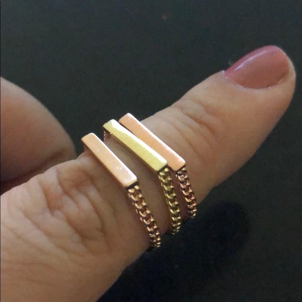 Bar chain midi ring set of 3